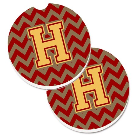 Carolines Treasures Letter H Chevron Garnet and Gold Cup Holder Car Coaster, PK2 CJ1048-HCARC